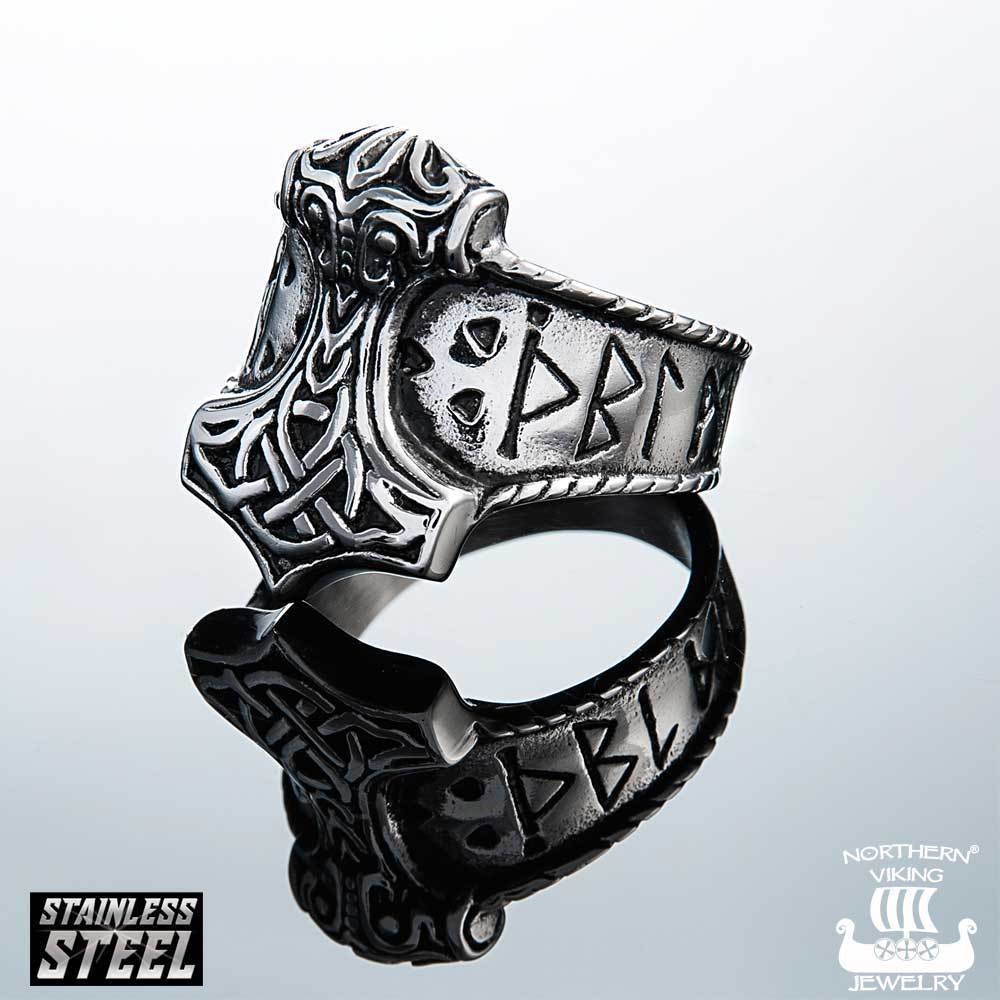 Northern Viking Jewelry®-Ring „Rune Thors Hammer“