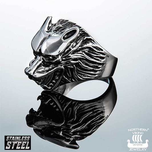 Northern Viking Jewelry®-Ring „Wolfskopfring“
