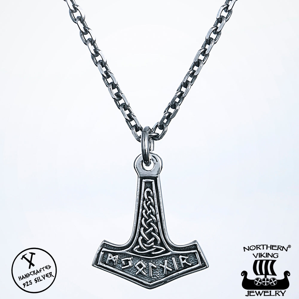 Northern Viking Jewelry® 925-Silber Futhark Rune Thors Hammer